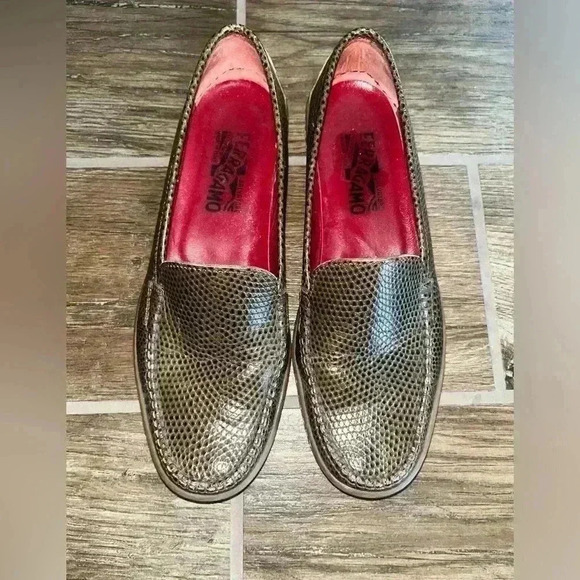 Salvatore Ferragamo Sport women’s snake leather loafers - Picture 1 of 4